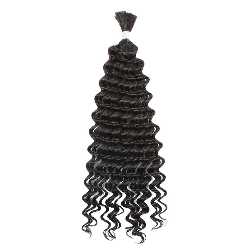 QVR Deep Wave Bulk Hair Extensions for Boho Knotless Braiding