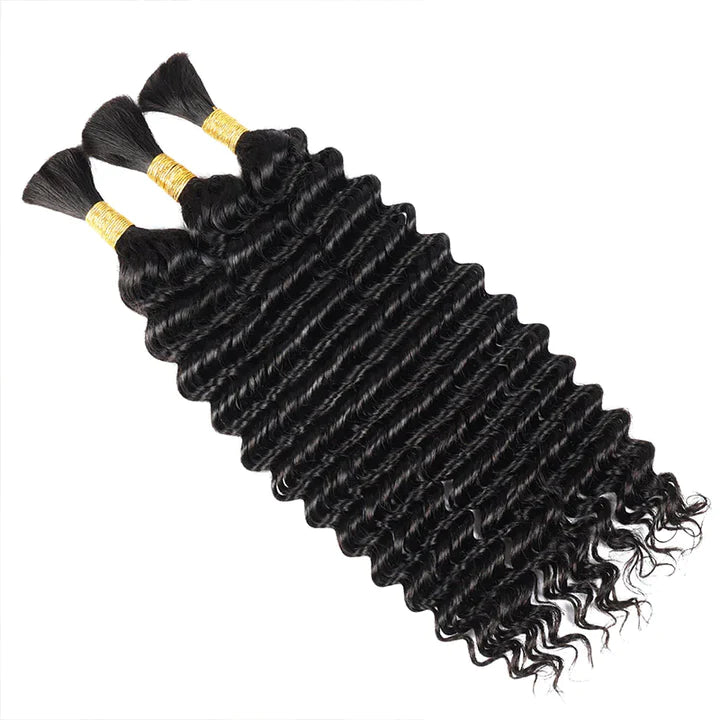 QVR Deep Wave Bulk Hair Extensions for Boho Knotless Braiding
