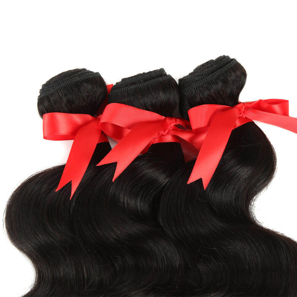 QVR Virgin Human Hair Body Wave 3 Bundles With 360 Lace Frontal