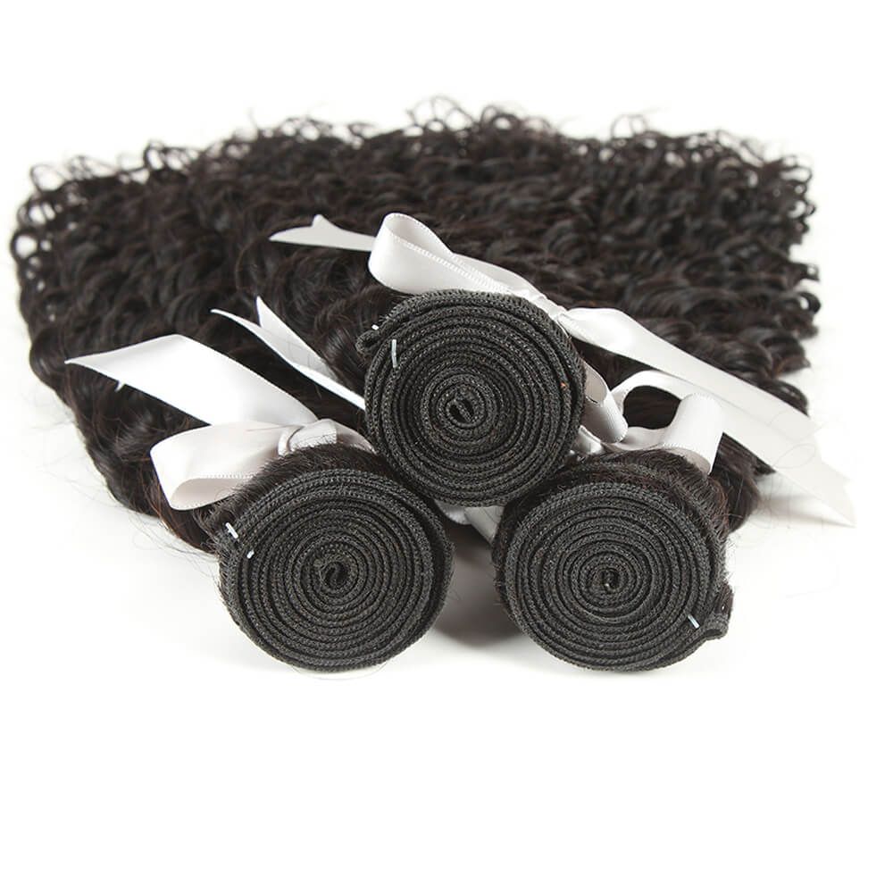 QVR Unprocessed Bohemian Curly Bundles Remy Human Hair 3pcs Natural Black