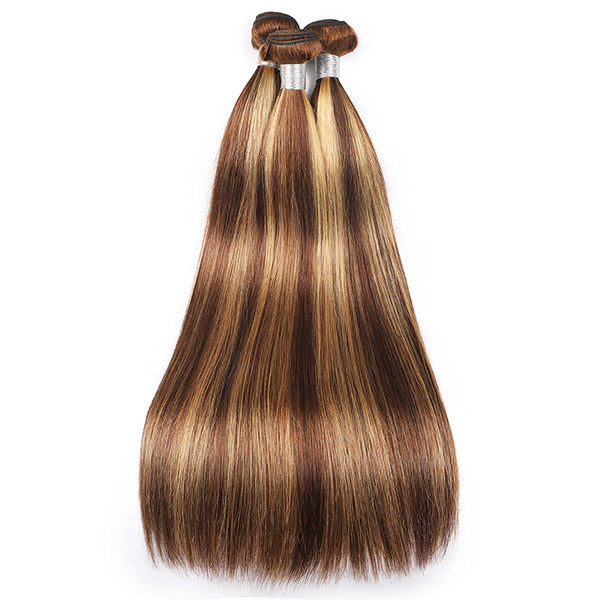 Honey Blonde Highlight Bundles Brazilian Straight Human Hair Weave Piano Hair 3 Bundles