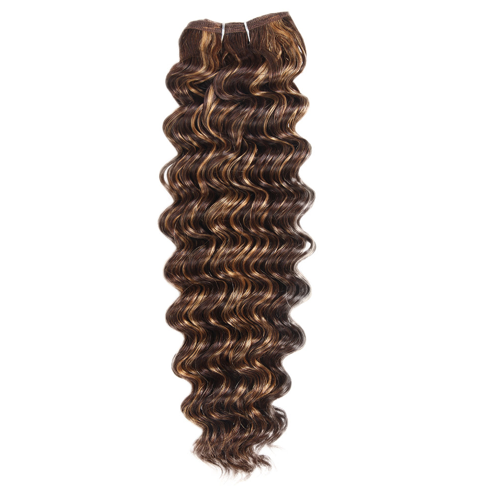 Highlight Bundles Deep Wave Weave 3 Bundles Human Hair Bundlle Piano Brown Blonde Bundles with Highlights