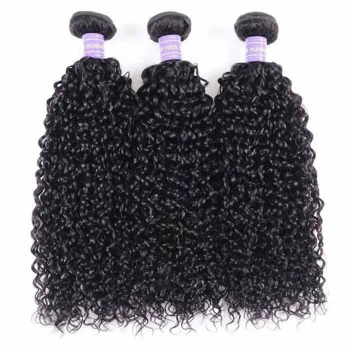 QVR Jerry Curly Human Hair Weaves 3 Bundles