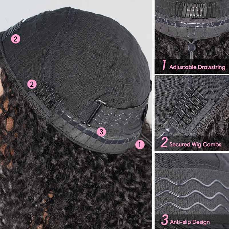 QVR Glueless Half Wig 3 In 1 Twist Curly Human Hair Protective Hairstyle