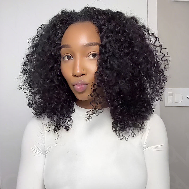 QVR Glueless Half Wig 3 In 1 Twist Curly Human Hair Protective Hairstyle