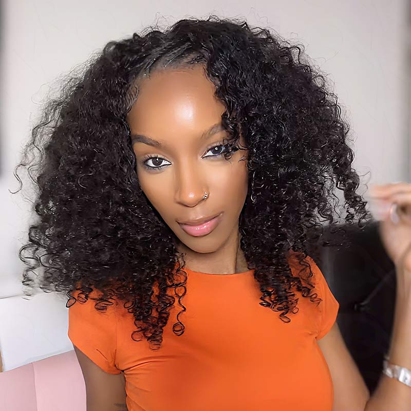 QVR Glueless Half Wig 3 In 1 Twist Curly Human Hair Protective Hairstyle