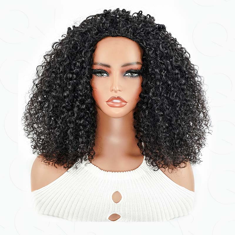 QVR Glueless Half Wig 3 In 1 Twist Curly Human Hair Protective Hairstyle
