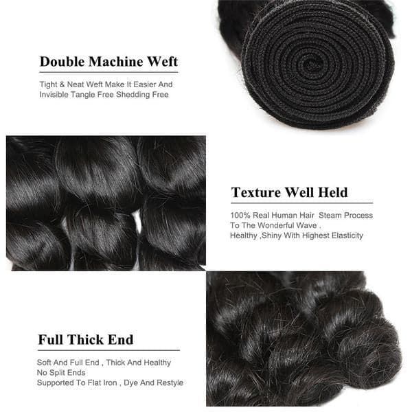 QVR Brazilian Hair Bundles Virgin Human Hair Loose Wave 4 Bundles