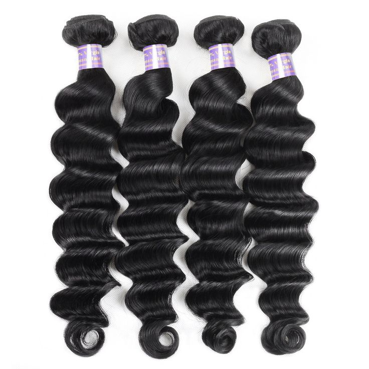 QVR Loose Deep Wave Human Hair Weaves 4 Bundles