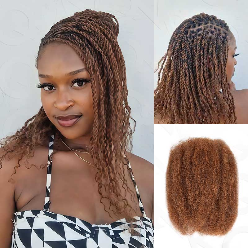 QVR Natural Black Afro kinky Bulk Hair Extensions For Braiding Dreadlock Human Hair